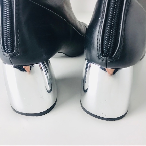 Zara | leather bootie silver heels - Picture 4 of 8